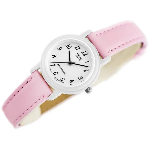 Casio LQ-139L-4B1 női karóra rózsaszín bőrszíj, WR30, kvarc