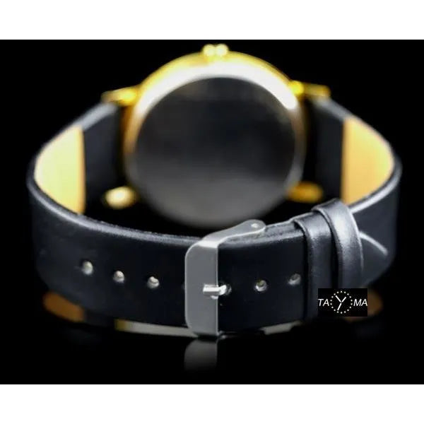 Női kvarc karóra 39 mm, arany tok, fekete textilszíj, WR30