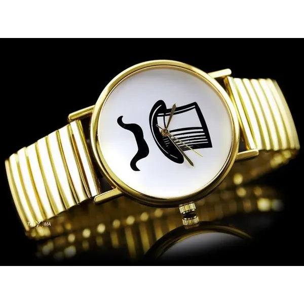 Női aranyszínű kerek kvarc karóra, fém szíj, 38 mm