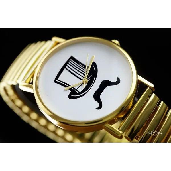 Női aranyszínű kerek kvarc karóra, fém szíj, 38 mm