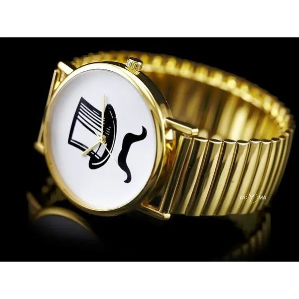 Női aranyszínű kerek kvarc karóra, fém szíj, 38 mm