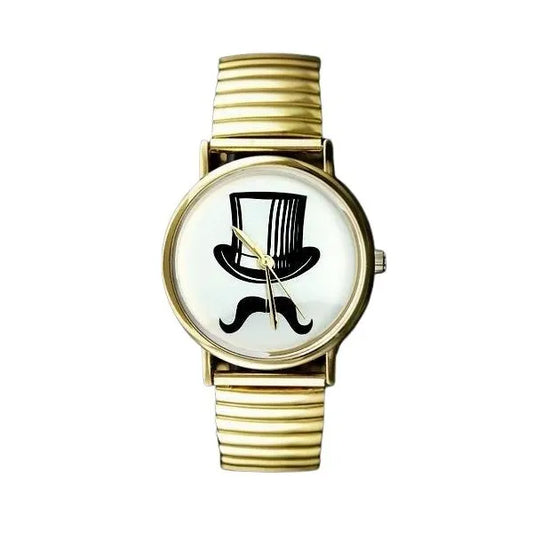 Női aranyszínű kerek kvarc karóra, fém szíj, 38 mm