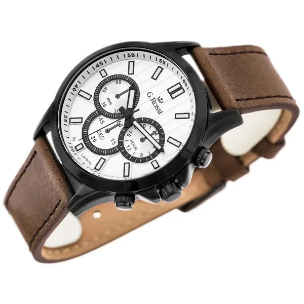 Férfi karóra G. Rossi Choopard ZG083, kvarc, bőr szíj, 44 mm, dobozzal
