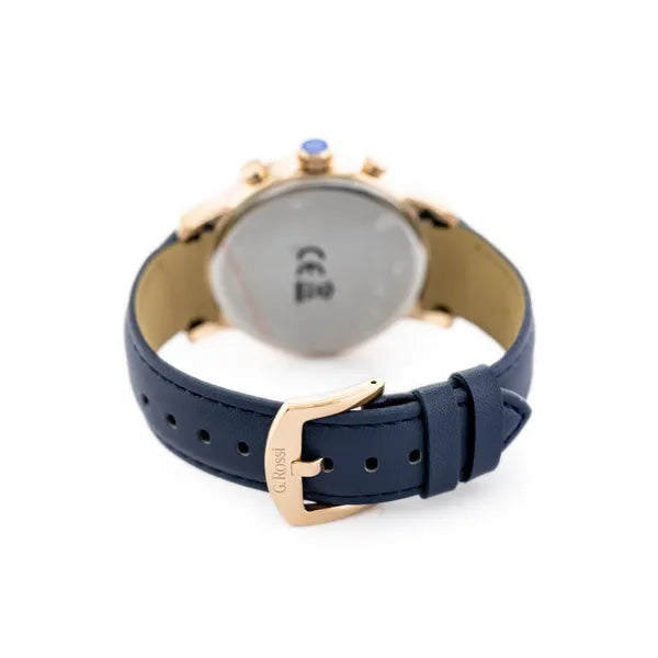 G. Rossi férfi karóra – rozéarany 44 mm tok, kék bőrszíj