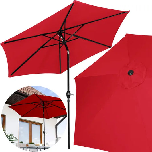 Piros kerti napernyő 250 cm, acél váz, kurblis, dönthető, vízálló