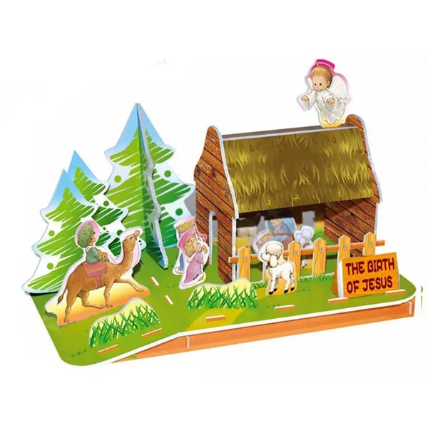 3D karácsonyi betlehemi istálló puzzle, 25 db, 19×11×12 cm