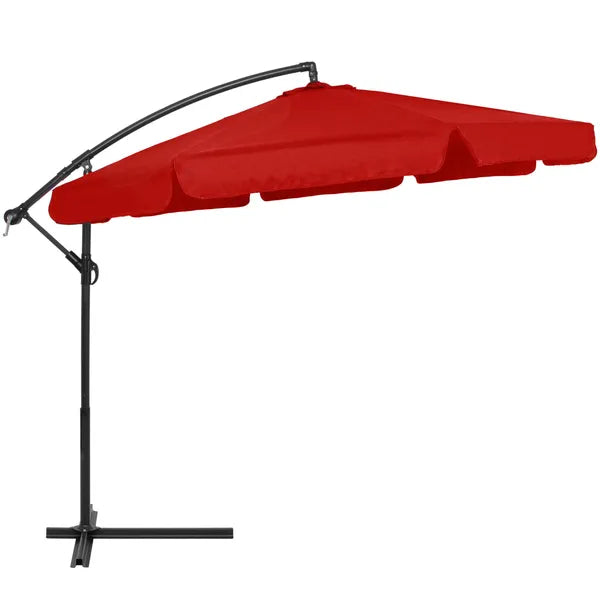 Springos kerti napernyő, piros, 300 cm, kurblis, acél vázas