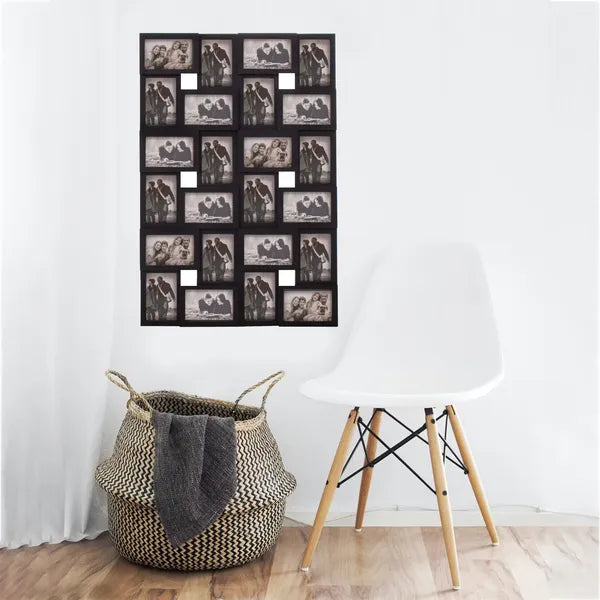 Springos 24 képes fekete fotókeret 86x57 cm