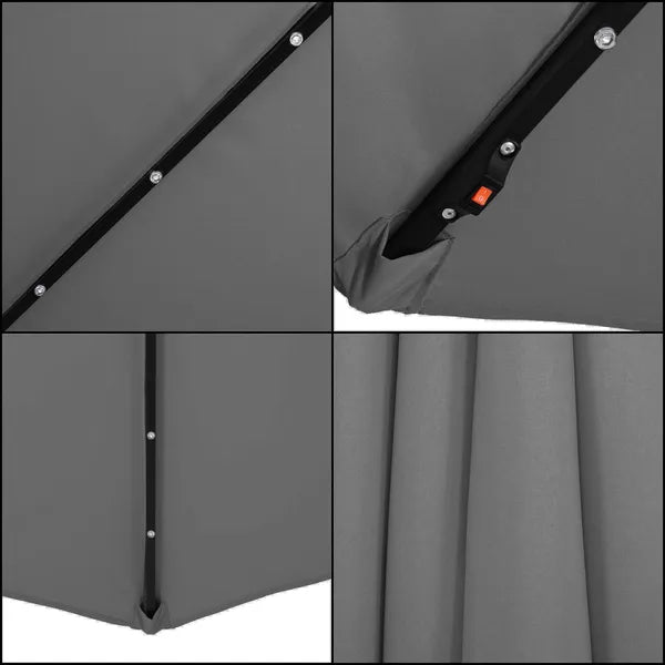Grafit kerti napernyő 300 cm, napelemes 32 LED, tekerős mechanika