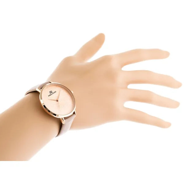 Női karóra rosegold számlappal, lila bőrszíjjal, Miyota kvarc, 36 mm