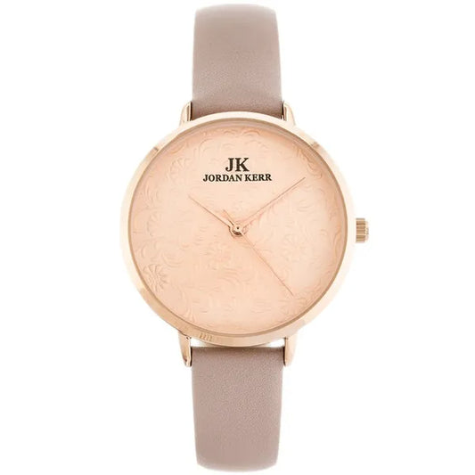 Női karóra rosegold számlappal, lila bőrszíjjal, Miyota kvarc, 36 mm