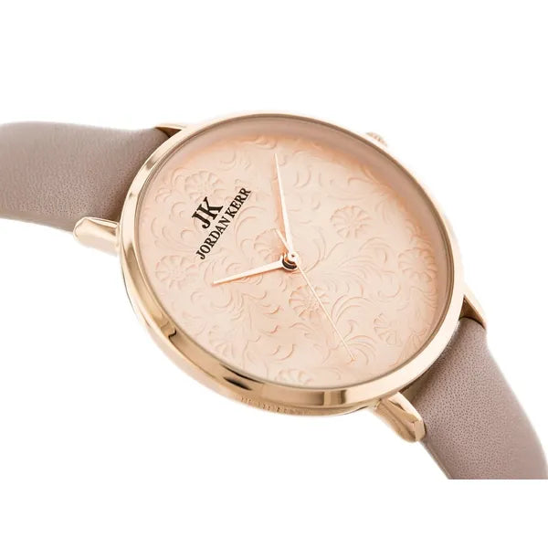 Női karóra rosegold számlappal, lila bőrszíjjal, Miyota kvarc, 36 mm