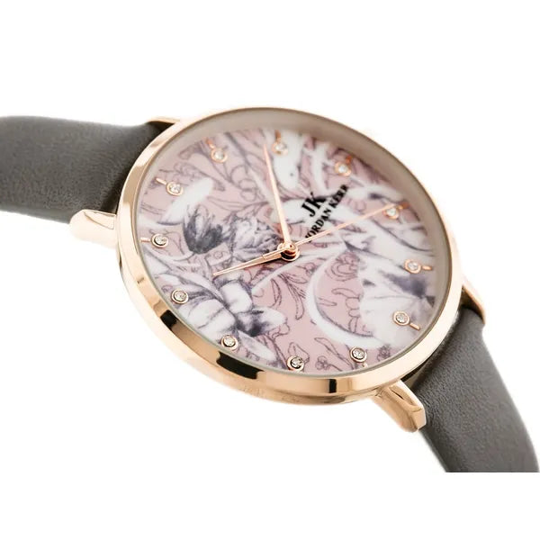 Jordan Kerr női karóra rosegold tok szürke bőr szíj 33 mm WR30