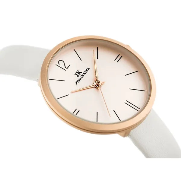 Női karóra 36 mm rosegold tok, fehér bőr szíj, Miyota kvarc