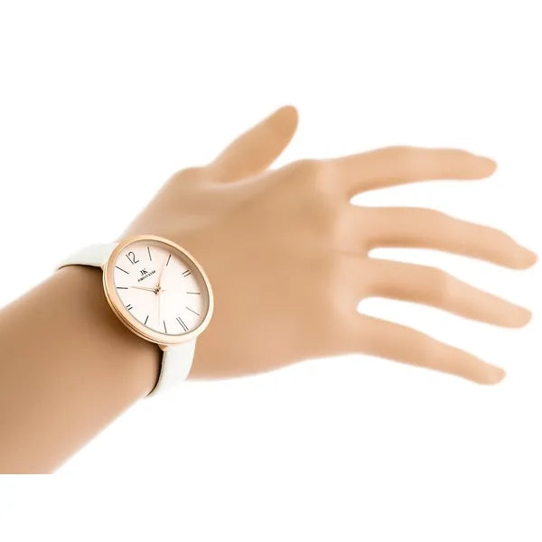 Női karóra 36 mm rosegold tok, fehér bőr szíj, Miyota kvarc