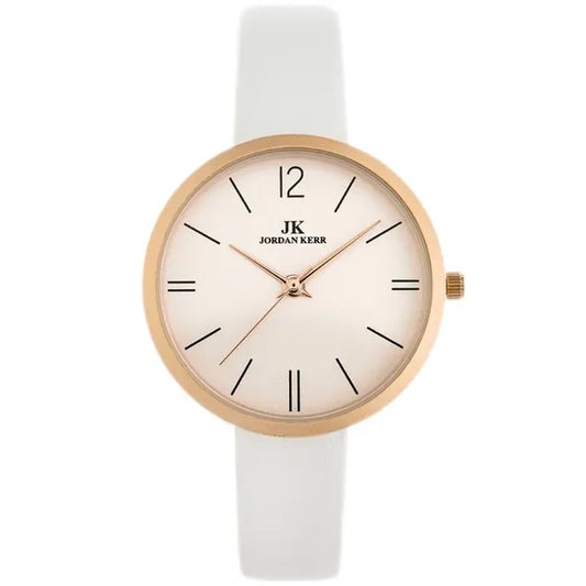 Női karóra 36 mm rosegold tok, fehér bőr szíj, Miyota kvarc