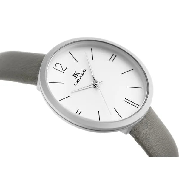 Jordan Kerr női karóra, 36 mm, szürke bőrszíj, ezüst számlap