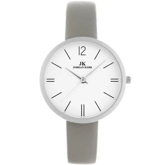 Jordan Kerr női karóra, 36 mm, szürke bőrszíj, ezüst számlap