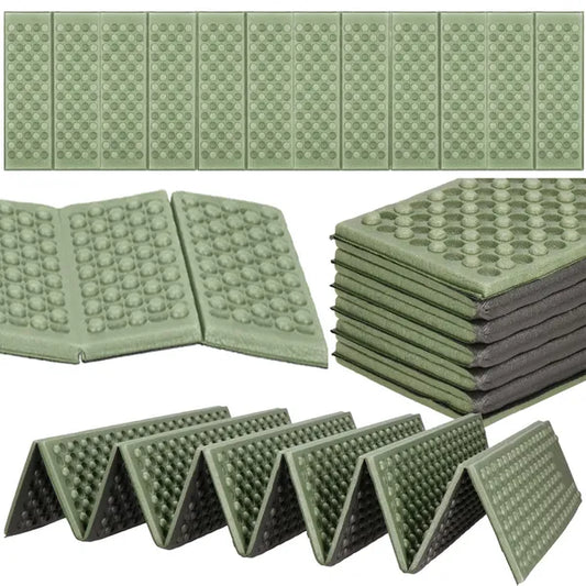 Összehajtható kemping alvó matrac XPE habból 182×60×1,5 cm zöld/szürke