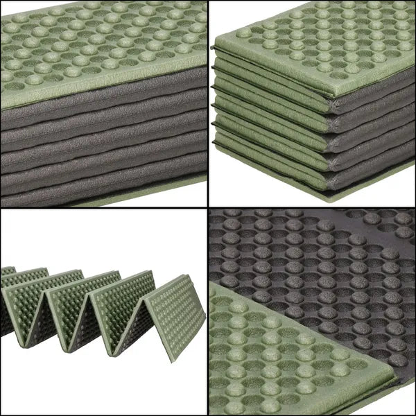 Összehajtható kemping alvó matrac XPE habból 182×60×1,5 cm zöld/szürke