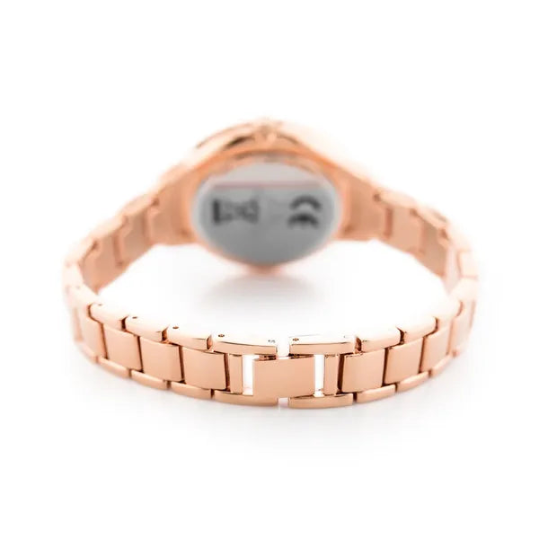 Női kvarc karóra rosegold nemesacél szíjjal, ezüst számlappal, 34 mm