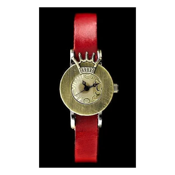Női Retro Punk karóra 24 mm, vörös bőrszíj, japán quartz WR30