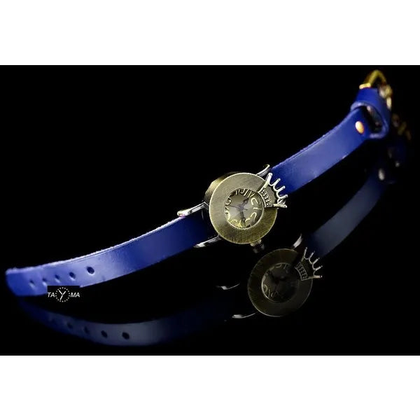Női retro punk karóra kék bőrszíjjal, 24 mm tok, quartz