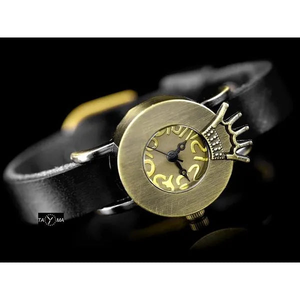 Retro Punk 28 női karóra – fekete bőrszíj, 24 mm tok, quartz