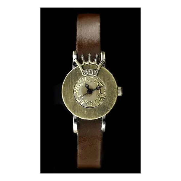 Női bőrszíjas karóra, barna Retro Punk 24 mm WR30