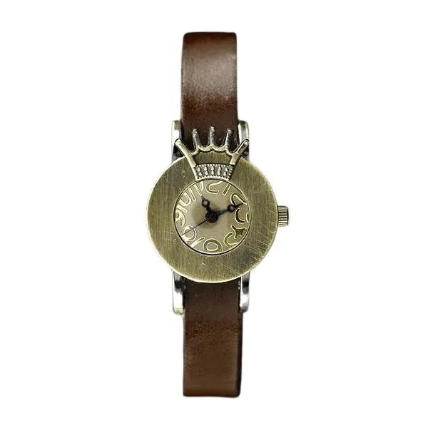 Női bőrszíjas karóra, barna Retro Punk 24 mm WR30