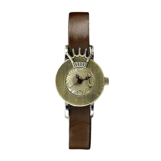 Női bőrszíjas karóra, barna Retro Punk 24 mm WR30