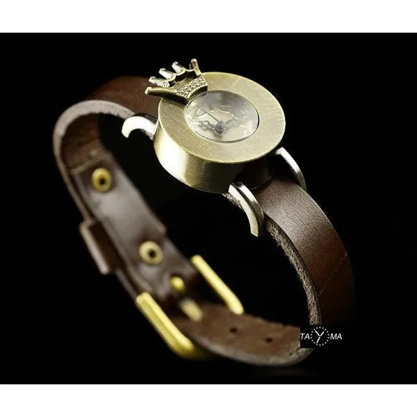 Női bőrszíjas karóra, barna Retro Punk 24 mm WR30