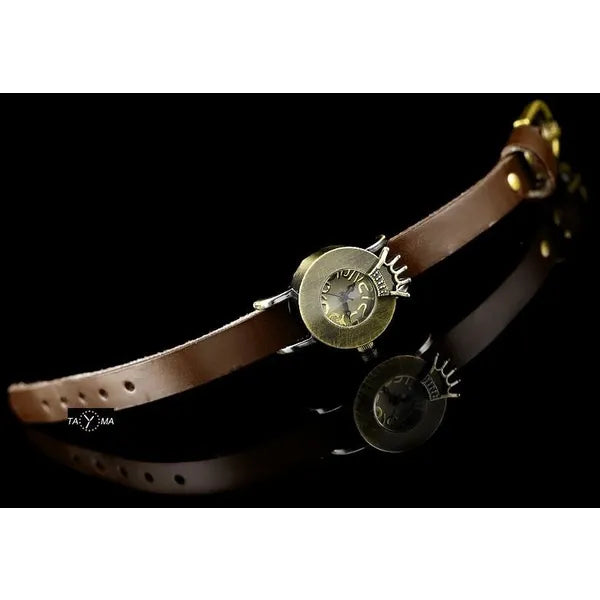 Női bőrszíjas karóra, barna Retro Punk 24 mm WR30