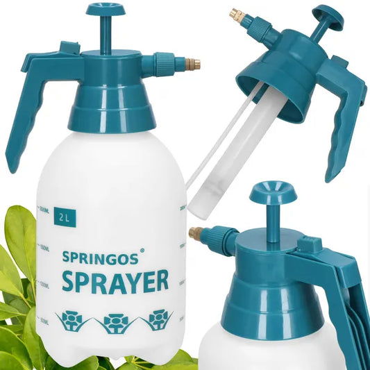 Kézi pumpás kerti permetező, 2 l, fehér-sötétzöld, PP/PE