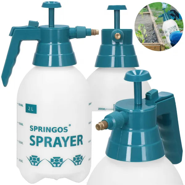 Kézi pumpás kerti permetező, 2 l, fehér-sötétzöld, PP/PE