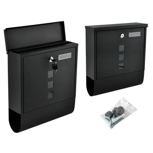 Fekete A4-es galvanizált acél kültéri postaláda újságtartóval