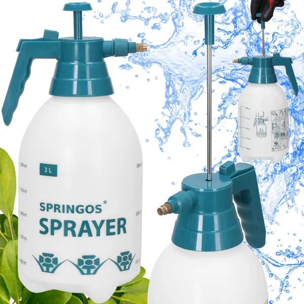 Kézi pumpás kerti permetező, 3 l, fehér/sötétzöld, műanyag