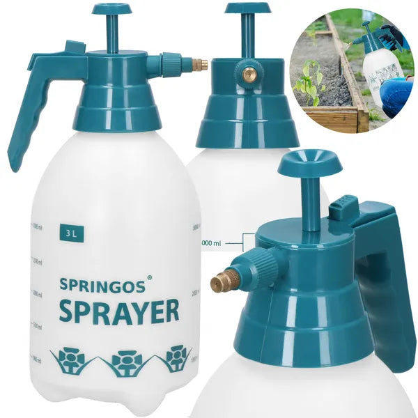 Kézi pumpás kerti permetező, 3 l, fehér/sötétzöld, műanyag