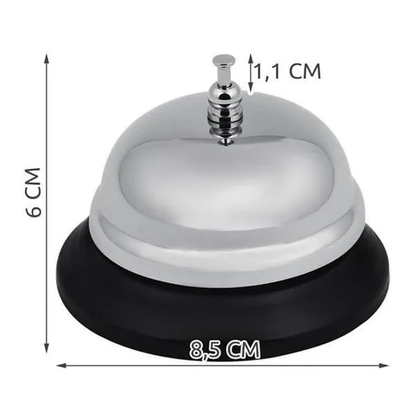 Recepciós csengő, rozsdamentes acél, 8,5 cm, ezüst