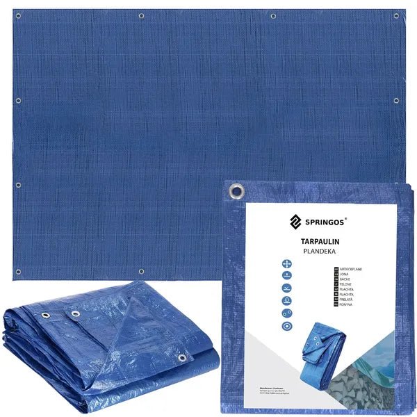 Springos® kék takaróponyva 10x8m vízálló uv védelemmel
