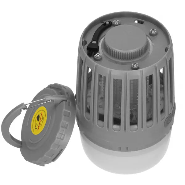 Akkumulátoros IPX4 rovarirtó és kempinglámpa, USB, 600 V, 13 cm