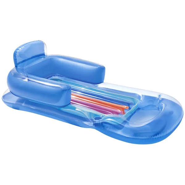 Bestway kék felfújható matrac háttámlával és pohártartóval, 161 cm