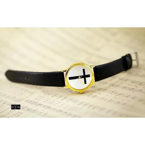 Női kvarc karóra, aranytok, fekete szövetszíj, 38 mm, WR30