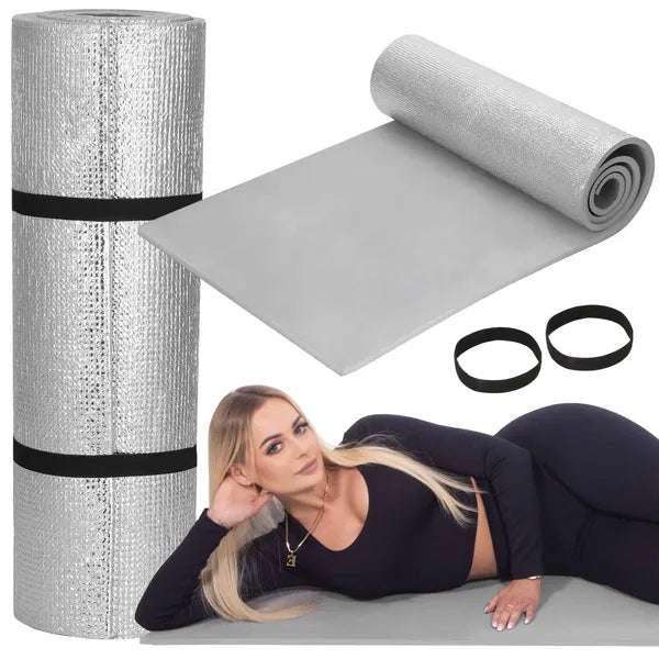 Összehajtható szürke PE hab kemping matrac alumínium fóliával 180x50 cm