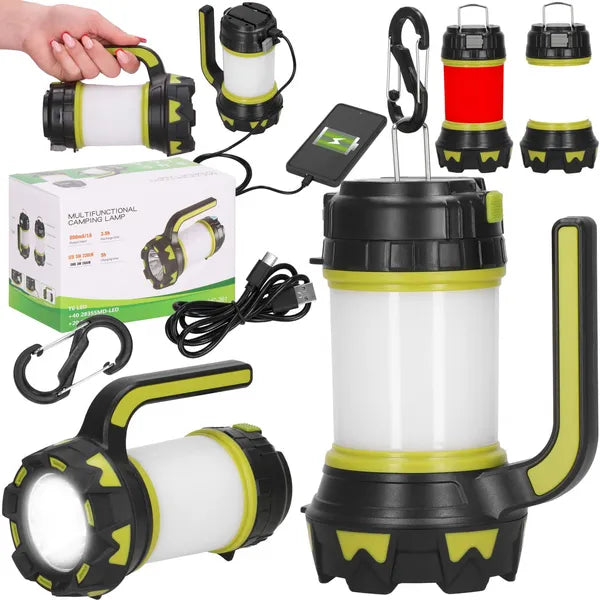 Újratölthető LED kempinglámpa 5W+3W 230-260 lm, USB-powerbank