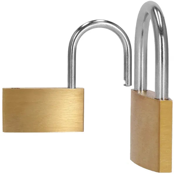 Springos arany színű fém lakat 26x47 mm, 2 kulccsal