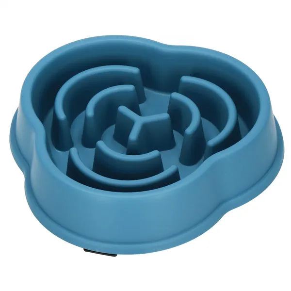 Kék lassú etető kutyatál 500 ml, műanyag, csúszásgátló, 20,5 cm