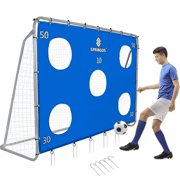 Springos focikapu 240×170 cm acél váz, céltáblás gyakorló matraccal