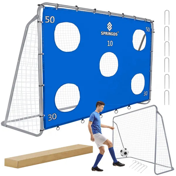 Springos focikapu 240×170 cm acél váz, céltáblás gyakorló matraccal