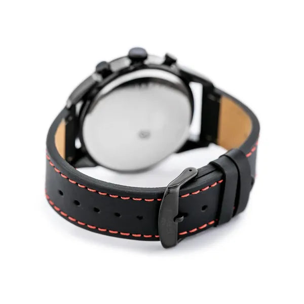 G. Rossi férfi kvarc karóra, fekete bőr szíj, 44 mm, dátum, 24h